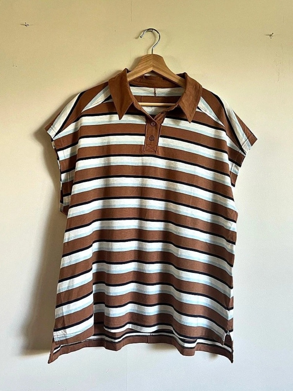 Aerie Happiest Oversized Polo T-Shirt Horizon L